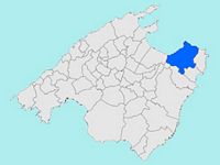 La ville d'Artà à Majorque. Situation de la ville d'Artá (auteur Joan M. Borràs). Cliquer pour agrandir l'image.