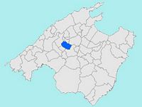 La ville de Binissalem à Majorque. Situation de Binissalem à Majorque (auteur Joan M. Boràs). Cliquer pour agrandir l'image.