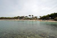 La ville de Campos à Majorque. La plage d'els Estanys vue depuis Colónia de Sant Jordi. Cliquer pour agrandir l'image.