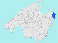 La ville de Capdepera à Majorque. Situation de la ville de Capdepera (auteur Joan M. Borràs). Cliquer pour agrandir l'image.