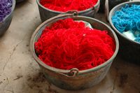 Sa Granja de Esporles à Majorque. Atelier de teinture. Cliquer pour agrandir l'image.