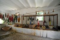 Sa Granja de Esporles à Majorque. Atelier de teinture. Cliquer pour agrandir l'image.