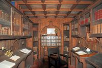 Sa Granja de Esporles à Majorque. Bibliothèque. Cliquer pour agrandir l'image.