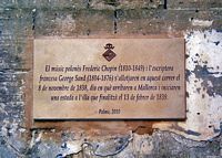 La ville de Palma de Majorque. Plaque commémorative Chopin et Sand. Cliquer pour agrandir l'image.