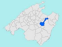 La ville de Petra à Majorque. Situation de la commune de Petra à Majorque (auteur Joan M. Borràs). Cliquer pour agrandir l'image.