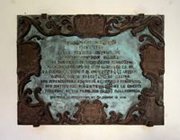 La ville de Petra à Majorque. Plaque commémorative au Musée Juníper Serra. Cliquer pour agrandir l'image.