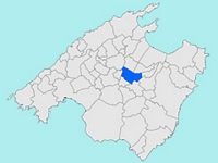 La ville de Sineu à Majorque. Situation de Sineu à Majorque (auteur Joan M. Borràs). Cliquer pour agrandir l'image.