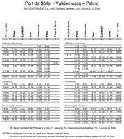La ville de Sóller à Majorque. Horaires de bus. Cliquer pour agrandir l'image.