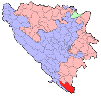 La ville de Trebinje en Herzégovine. Situation de la commune de Trebinje (auteur Estavisti). Cliquer pour agrandir l'image.
