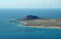 The island of Graciosa to Lanzarote. La Montaña Amarilla. Click to enlarge the image in Adobe Stock (new tab).