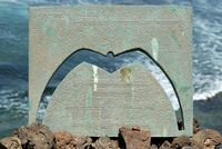 The island of Lobos in Fuerteventura. Commemorative plaque at the Josefina Plá Martiño lighthouse. Click to enlarge the image in Adobe Stock (new tab).