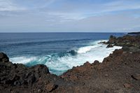 The natural park of los Volcanes in Lanzarote. The rocky coastline near Los Hervideros. Click to enlarge the image in Adobe Stock (new tab).