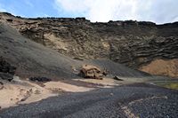 The village of El Golfo in Lanzarote. Crater of El Golfo volcano. Click to enlarge the image in Adobe Stock (new tab).