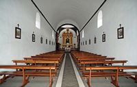 The village of Mancha Blanca in Lanzarote. Nave of the Church Our Lady of Sorrows. Click to enlarge the image in Adobe Stock (new tab).