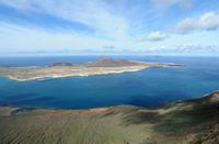 The town of Haría in Lanzarote. The viewpoint of the Rio (Mirador del Río). The Rio Strait. Click to enlarge the image in Adobe Stock (new tab).