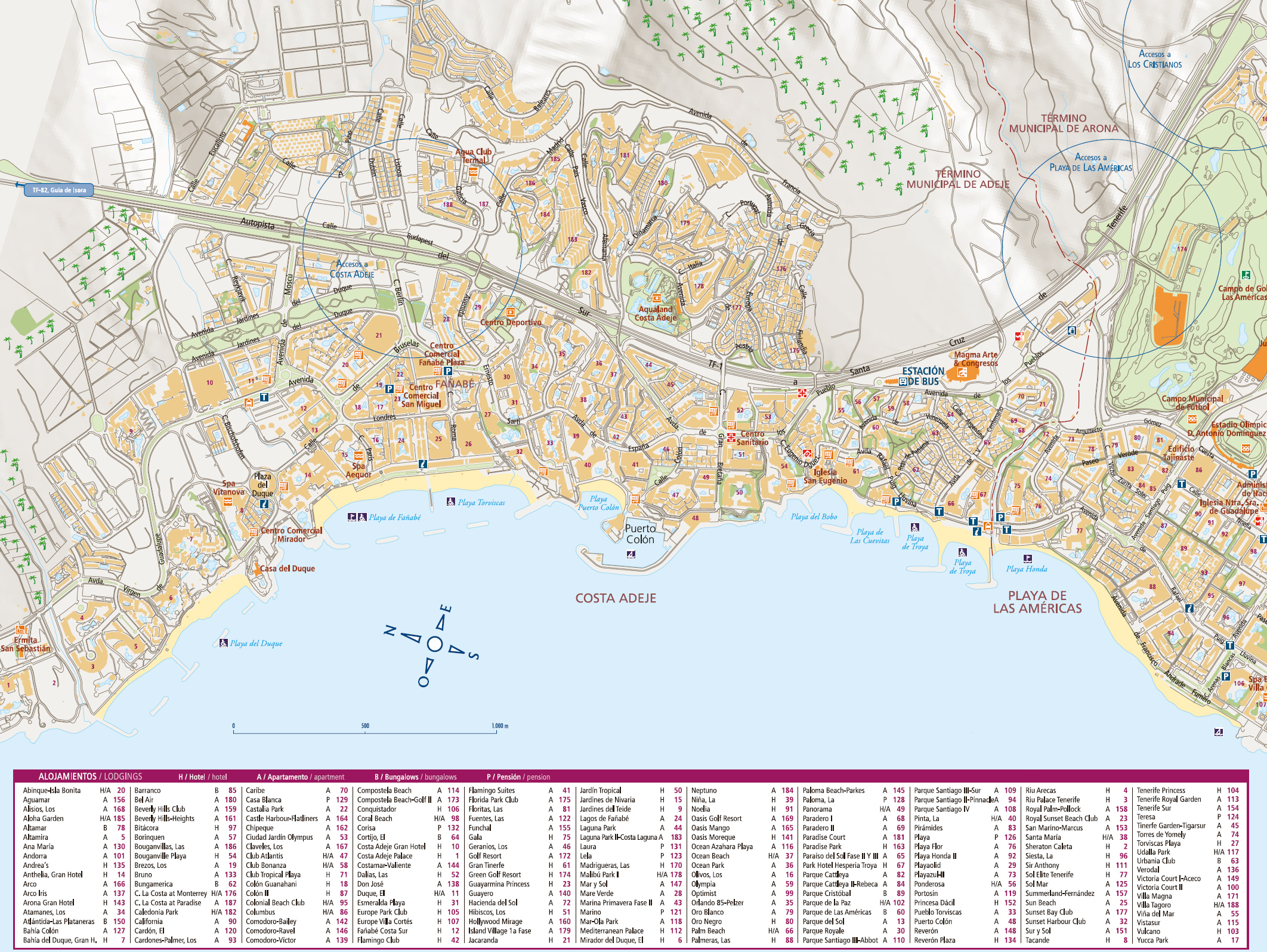 Interactive map of the district of Costa Adeje in Tenerife