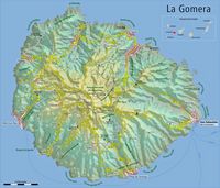 The island of La Gomera in the Canary Islands. physical map of the island of La Gomera. Click to enlarge the image.