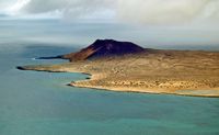 The island of Graciosa to Lanzarote. The island of La Graciosa to Mirador del Rio. Click to enlarge the image.