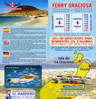 The island of Graciosa to Lanzarote. Ferries to the island of La Graciosa. Click to enlarge the image.