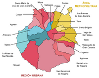 L'île de Grande Canarie. Communes. Cliquer pour agrandir l'image.