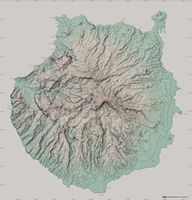 The island of Gran Canaria. orographic Map. Click to enlarge the image.