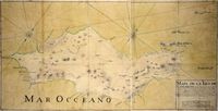 L'île de Lanzarote aux Canaries. Carte de Lanzarote en 1741 par Antonio Riviere. Cliquer pour agrandir l'image.
