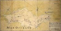 The island of Lanzarote in the Canary Islands. Map of Lanzarote in 1741 by Antonio River. Click to enlarge the image.