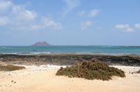 The island of Lobos in Fuerteventura. The island view from Corralejo. Click to enlarge the image.