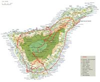 L'île de Ténériffe aux Canaries. Carte routière de l'île de Ténériffe (auteur Office de Tourisme des Canaries). Cliquer pour agrandir l'image.