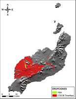 Timanfaya National Park in Lanzarote. rashes Card (IGN author). Click to enlarge the image.
