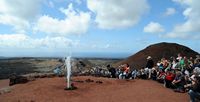 The Timanfaya National Park in Lanzarote. Artificial Geyser at Islote de Hilario. Click to enlarge the image.