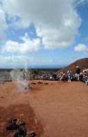 The Timanfaya National Park in Lanzarote. Artificial Geyser at Islote de Hilario. Click to enlarge the image.