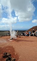 The Timanfaya National Park in Lanzarote. Artificial Geyser at Islote de Hilario. Click to enlarge the image.