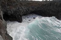 The natural park of los Volcanes in Lanzarote. The Cliffs of Los Hervideros. Click to enlarge the image.