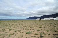 The village of La Caleta de Famara in Lanzarote. The cordilère Famara. Click to enlarge the image.