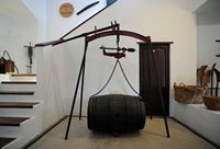 The village of Masdache in Lanzarote. Scale barrel Museum El Grifo. Click to enlarge the image.
