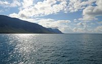 The village of Órzola in Lanzarote. The Risco de Famara seen from the ferry. Click to enlarge the image.