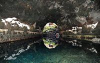 The chasms of Jameos del Agua in Haría in Lanzarote. Underground lake. Click to enlarge the image.