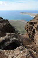 The town of Haría in Lanzarote. The viewpoint of the Rio (Mirador del Río). The cliff lookout. Click to enlarge the image.