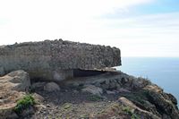 The town of Haría in Lanzarote. The viewpoint of the Rio (Mirador del Río). Bunker artillery. Click to enlarge the image.