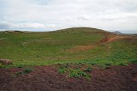 Castle St. Barbara in Teguise in Lanzarote. The crater of the volcano Guanapay. Click to enlarge the image.