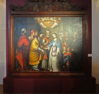 La ville de Teguise à Lanzarote. Peinture sur toile « Les Fiancailles » au Musée d'Art Sacré. Cliquer pour agrandir l'image.
