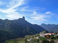 The town of Tejeda in Gran Canaria. Rock Bentaiga. Click to enlarge the image.