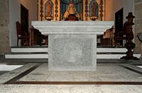 The town of Yaiza in Lanzarote. Altar of the Church of Our Lady of Remedies. Click to enlarge the image.