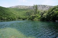 La rivière Cetina en Croatie. Le cours inférieur de la Cetina. Cliquer pour agrandir l'image.