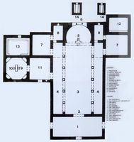 Le village de Povlja, île de Brač en Croatie. Plan de la basilique Saint-Jean. Cliquer pour agrandir l'image.