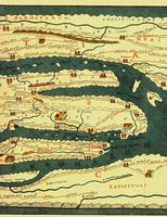 La ville de Baška Voda en Croatie. Tabula peutingeriana. Cliquer pour agrandir l'image.