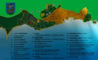 La ville de Bol, île de Brač, en Croatie. Plan de la ville de Bol. Cliquer pour agrandir l'image.