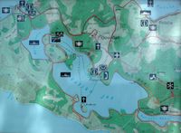 La ville de Polače, île de Mljet en Croatie. Plan des lacs. Cliquer pour agrandir l'image.
