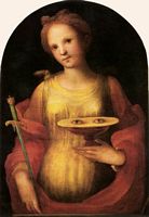Holy Lucie, oil of Domenico Beccafumi, 1521. Click to enlarge the image.